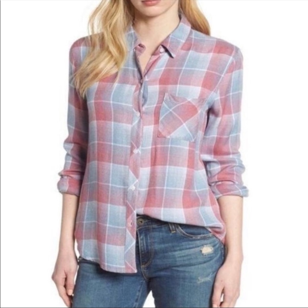 ⭐️ Rails | Hunter Plaid Button Down in Laguna Rose